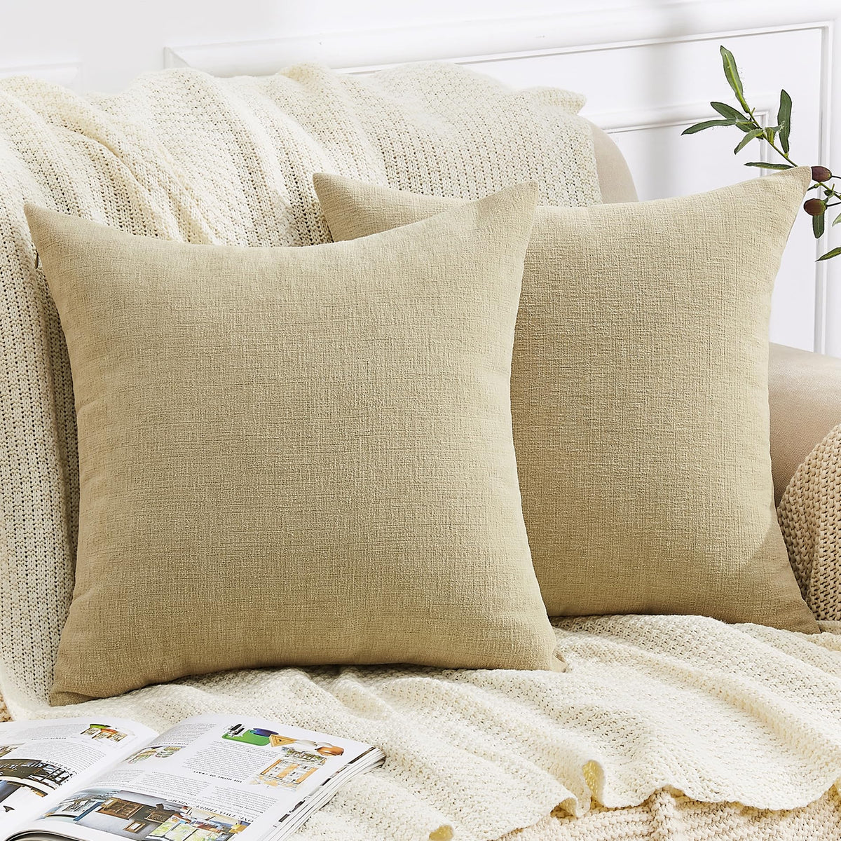 GAWAMAY Lumbar Support Pillow Decorative Rectangle Throw Pillow Covers 12"x20" Inch Set of 2, Soft Chenille Fall Pillowcase for Living Room Bedroom Sofa Couch Cushion Cover Grey 30x50cm (No Insert)