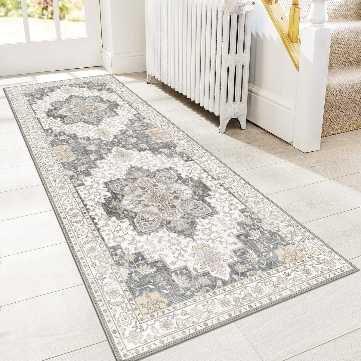 GENIMO 8x10 Washable Area Rugs for Living Room, Non Slip, Taupe Brown