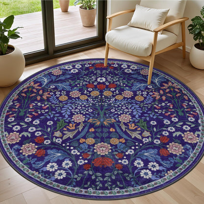 PLHXFR 8x10 Area Rug Living Room: Floral Washable Boho Carpet Dark Green