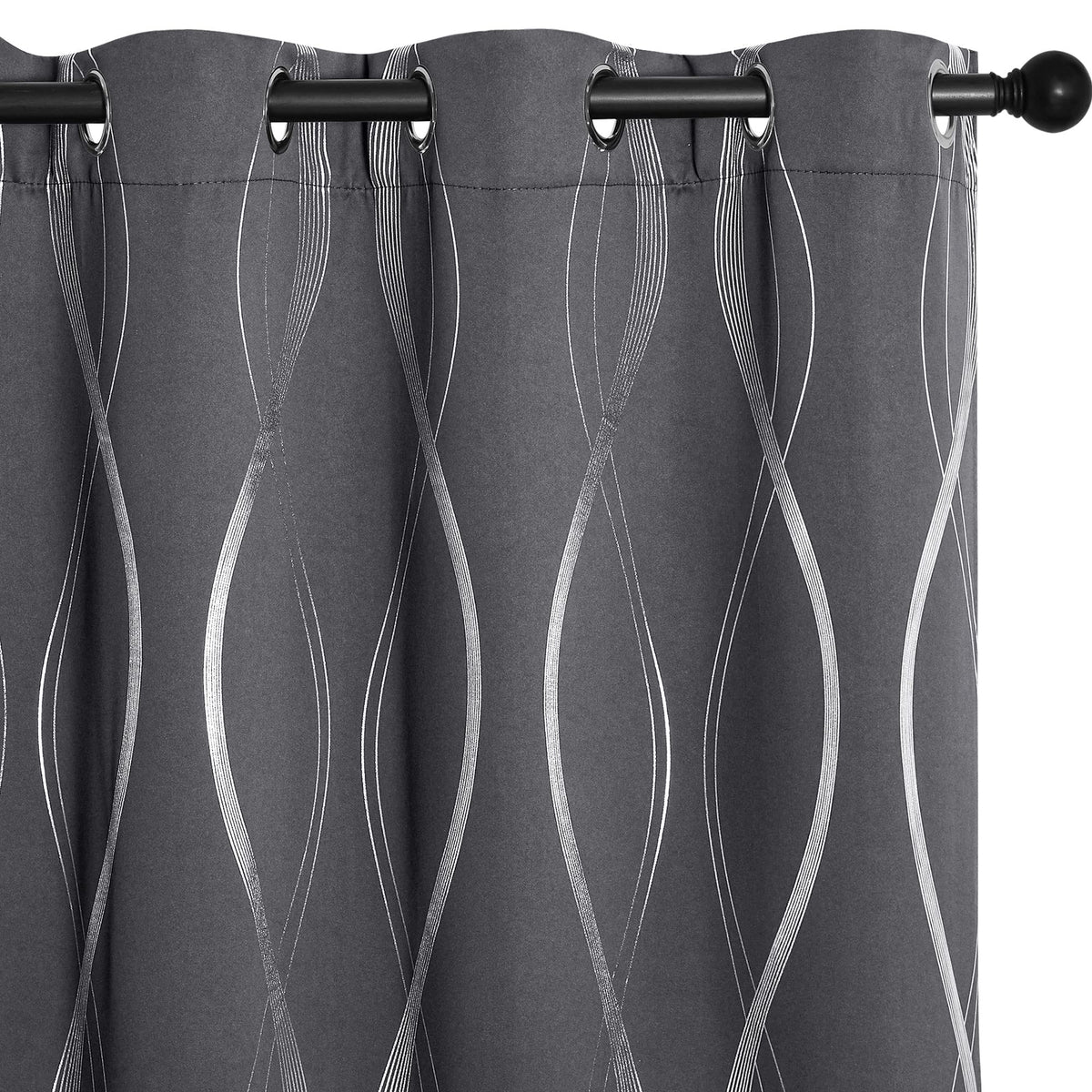 NICETOWN Grey Blackout Striped Pattern Curtains for Living Room, 52 x 84