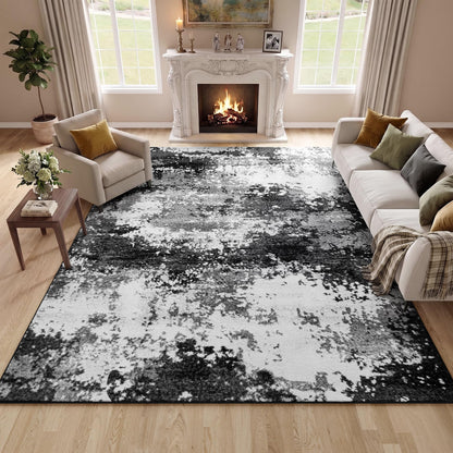 Black Washable Rug 5x7 Area Rugs for Living Room Bedroom Carpet