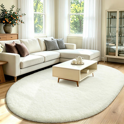LOCHAS Bedroom Rug 2.6' x 5.3', Grey Fluffy Shaggy Area Rug for Kids Room