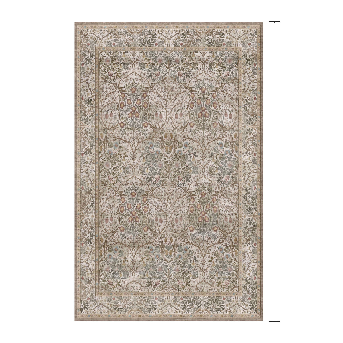 Floral Dark Green Washable Area Rugs 8x10, Vintage Living Room Rug