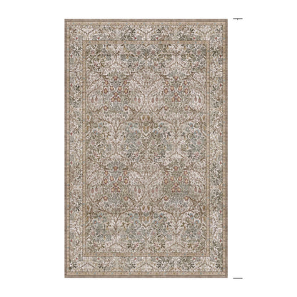 Floral Dark Green Washable Area Rugs 8x10, Vintage Living Room Rug