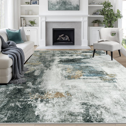 8x10 Area Rugs for Living Room Washable Bedroom Dining Room Blue Grey