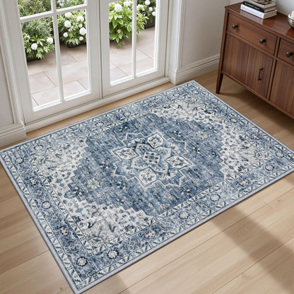 5x7 Area Rugs Living Room: Washable Vintage Rug for Bedroom Beige