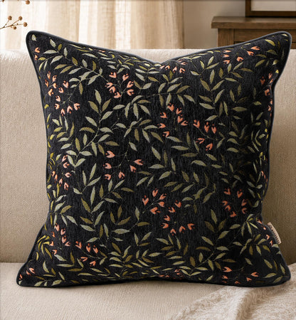 Chenille Throw Pillow Cover, 18x18 Inch, Fall Floral