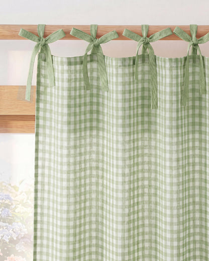 NICETOWN Thick Linen Curtains 84 inch Length 2 Panels Set, Tie Top Light Filtering Curtains Semitransparent Linen Burlap Drapes Privacy for Bedroom/Princess Room, W52 x L84, Natural