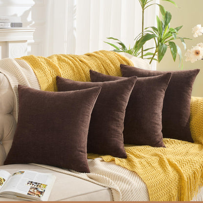 GAWAMAY Decorative Square Throw Pillow Covers 18"x18" Inch Set of 2, Super Soft Chenille Pillows Farmhouse Fall Pillowcase for Living Room Bedroom Sofa Couch Cushion Cover Burnt Orange 45x45cm