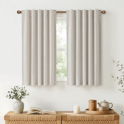 MIULEE 100% Blackout Linen Curtains for Bedroom 40W x 84L Cream 2 Panels