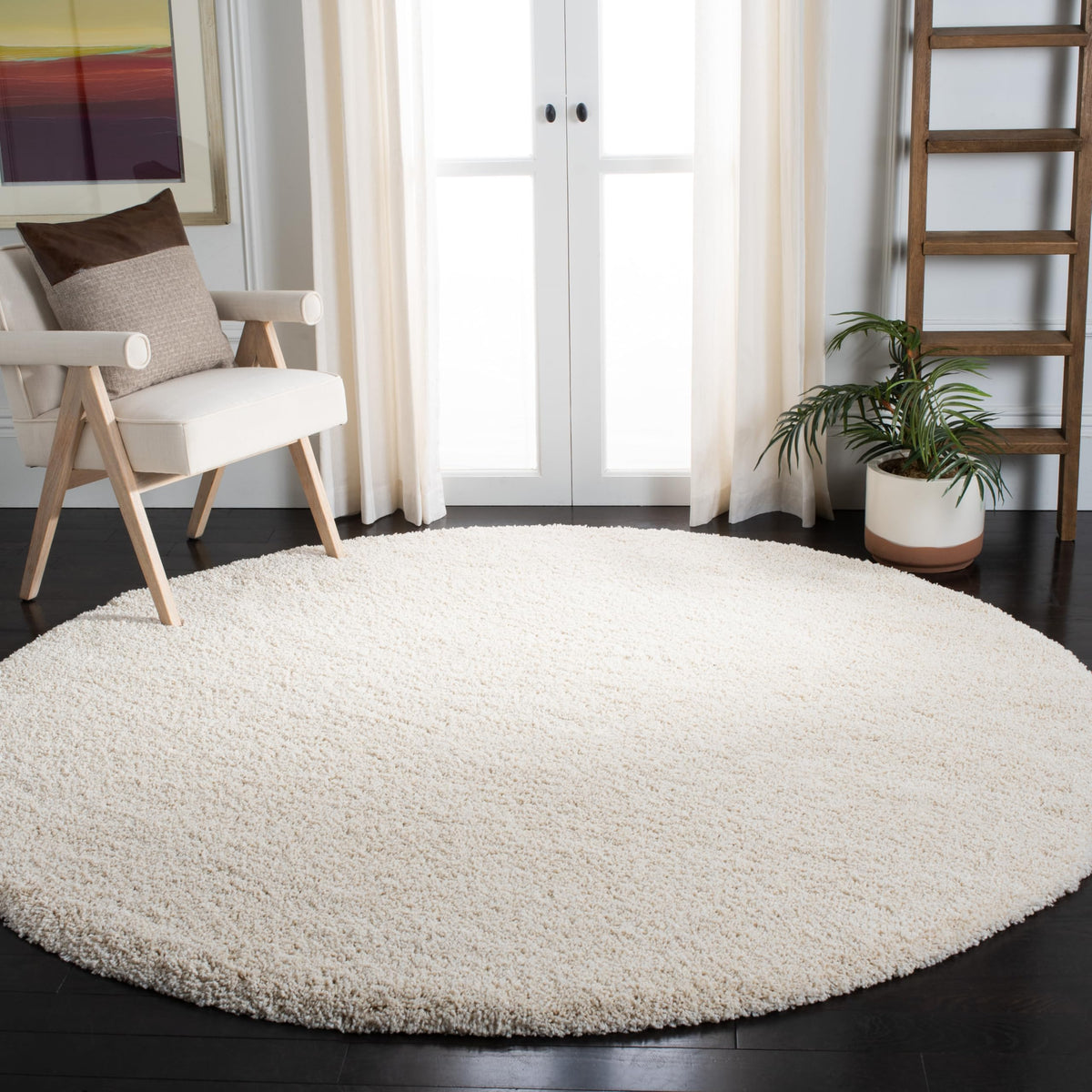 SAFAVIEH Milan Shag Collection 8'6" x 12' Ivory SG180 Solid Non-Shedding Living Room Bedroom Dining Room Entryway Plush 2-inch Thick Area Rug