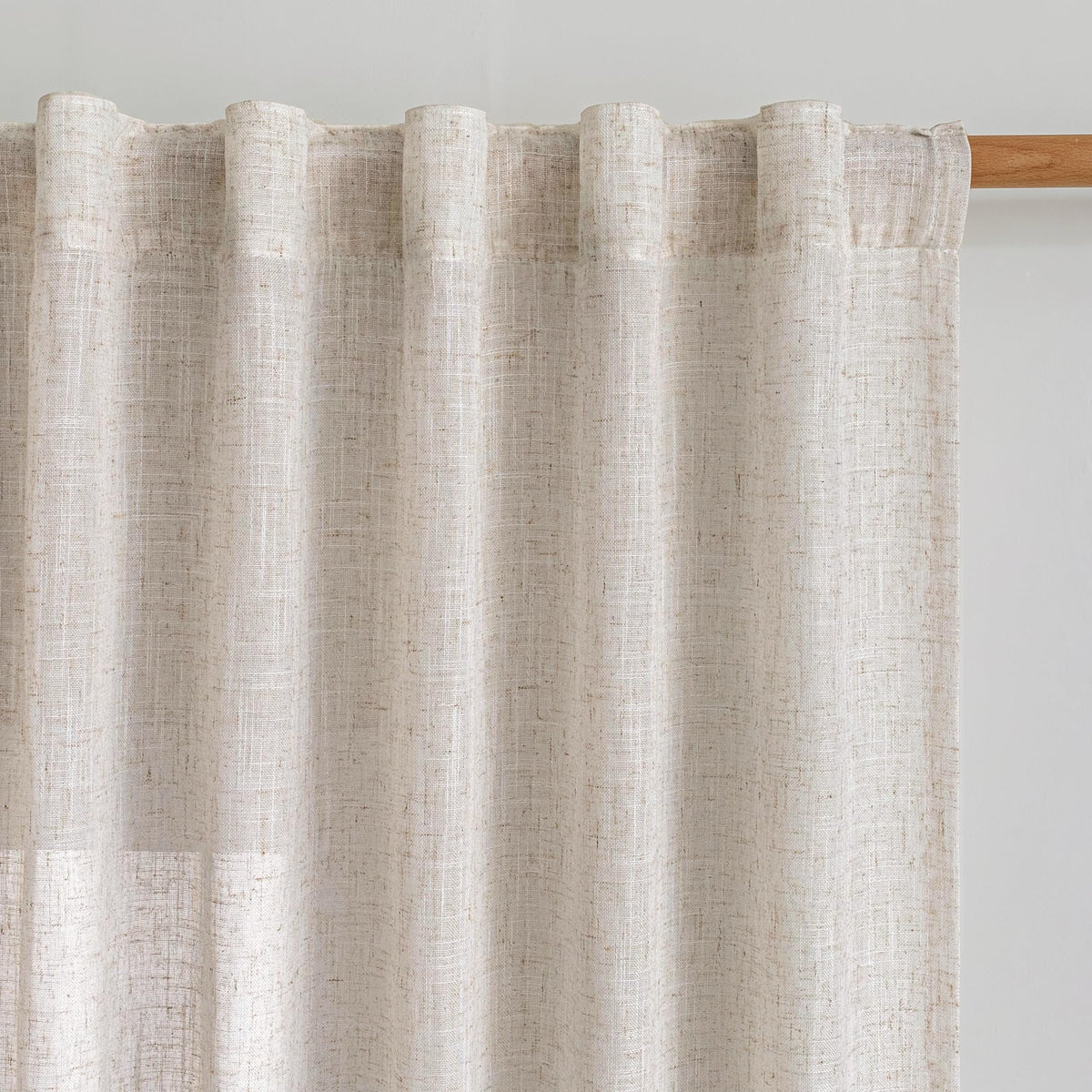 MYSKY HOME Linen Curtains for Living Room, Natural Semi Sheer Curtains & Drapes 84 inches Length 2 Panels Set Farmhouse Country Boho Style Back Tab Draperies for Sliding Glass Door, 50" Wide, Linen
