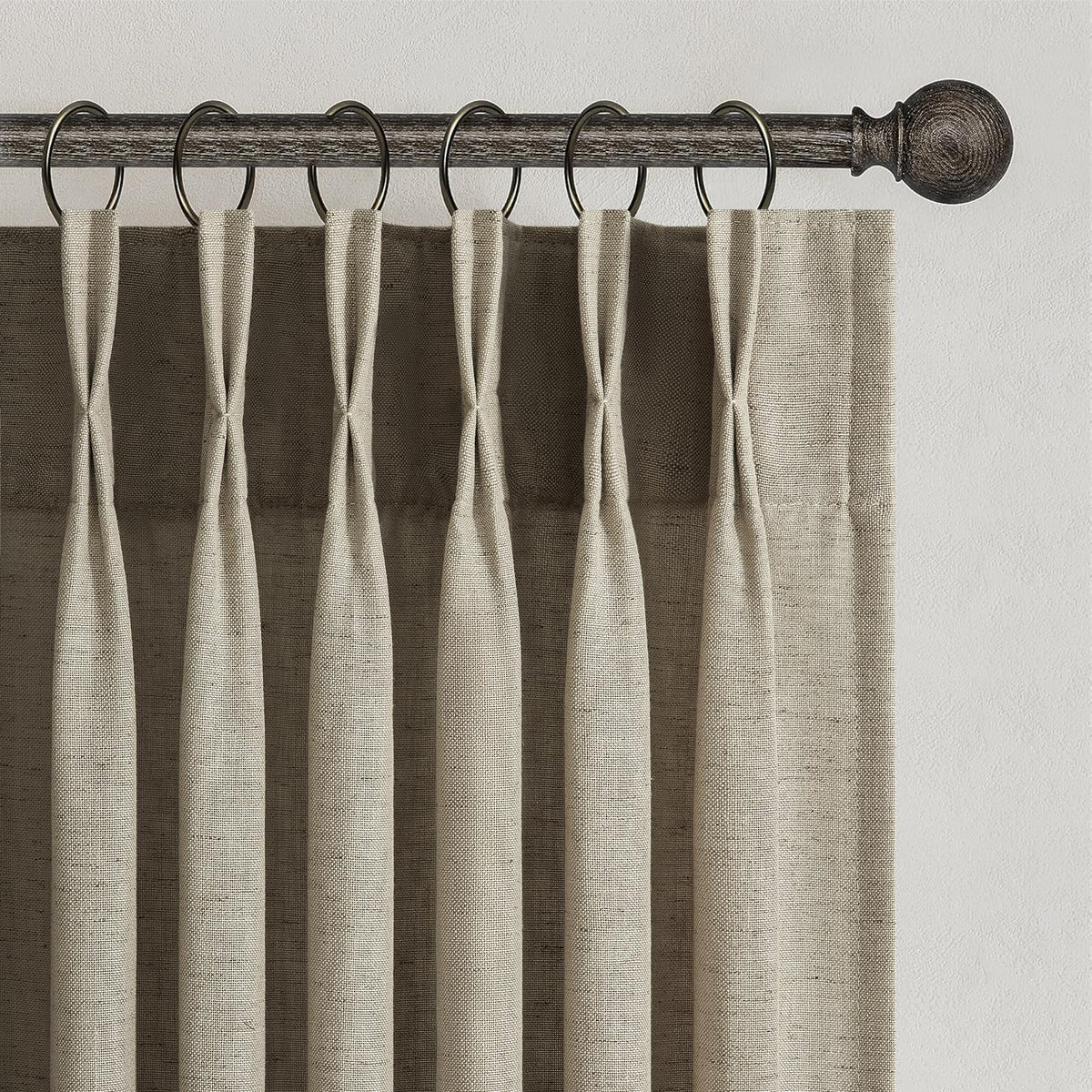 Topfinel Oatmeal Beige Pinch Pleated Curtains 84 Inches Long for Living Room 2 Panels Sets,Stone Washed Linen Earth Tone Decor Back Tab Boho Neutral Greige Earthy Sheer Curtain for Bedroom