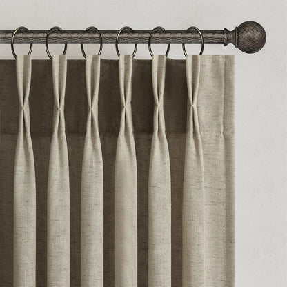Topfinel Oatmeal Beige Pinch Pleated Curtains 84 Inches Long for Living Room 2 Panels Sets,Stone Washed Linen Earth Tone Decor Back Tab Boho Neutral Greige Earthy Sheer Curtain for Bedroom