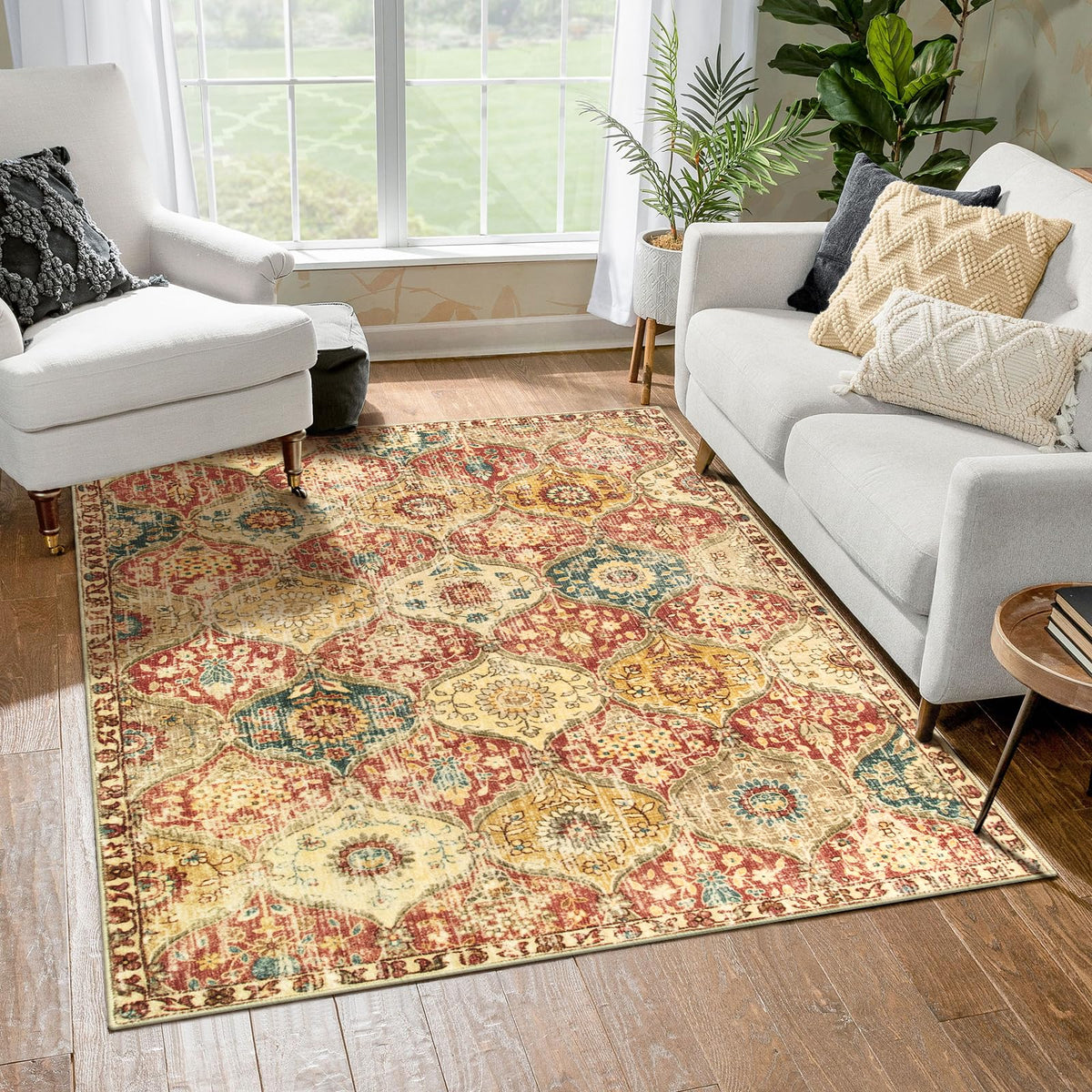 Lahome Moroccan Kitchen Rugs Non Slip Washable, 2x4 Rugs for Entryway
