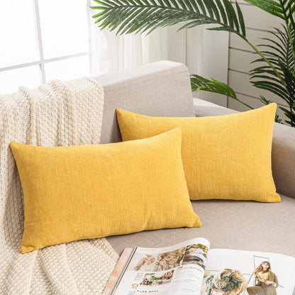 GAWAMAY Decorative Square Throw Pillow Covers 18"x18" Inch Set of 2, Super Soft Chenille Pillows Farmhouse Fall Pillowcase for Living Room Bedroom Sofa Couch Cushion Cover Burnt Orange 45x45cm