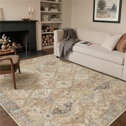 GENIMO 8x10 Washable Area Rugs for Living Room, Non Slip, Taupe Brown