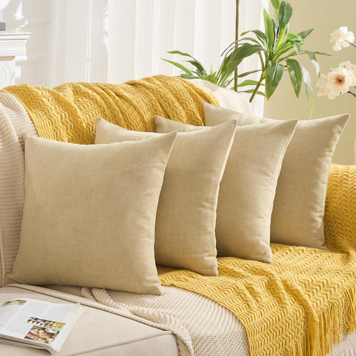 GAWAMAY Lumbar Support Pillow Decorative Rectangle Throw Pillow Covers 12"x20" Inch Set of 2, Soft Chenille Fall Pillowcase for Living Room Bedroom Sofa Couch Cushion Cover Grey 30x50cm (No Insert)
