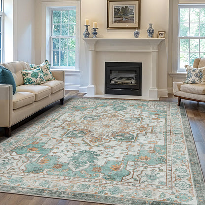 GENIMO 8x10 Washable Area Rugs for Living Room, Non Slip, Taupe Brown