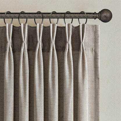 Topfinel Oatmeal Beige Pinch Pleated Curtains 84 Inches Long for Living Room 2 Panels Sets,Stone Washed Linen Earth Tone Decor Back Tab Boho Neutral Greige Earthy Sheer Curtain for Bedroom
