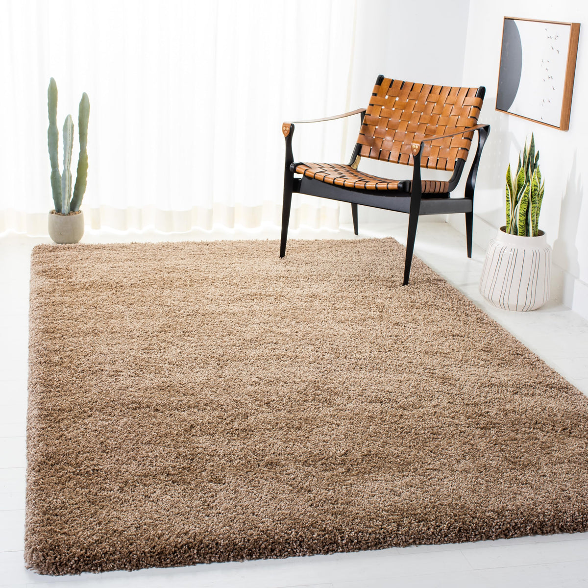 SAFAVIEH Milan Shag Collection 8'6" x 12' Ivory SG180 Solid Non-Shedding Living Room Bedroom Dining Room Entryway Plush 2-inch Thick Area Rug