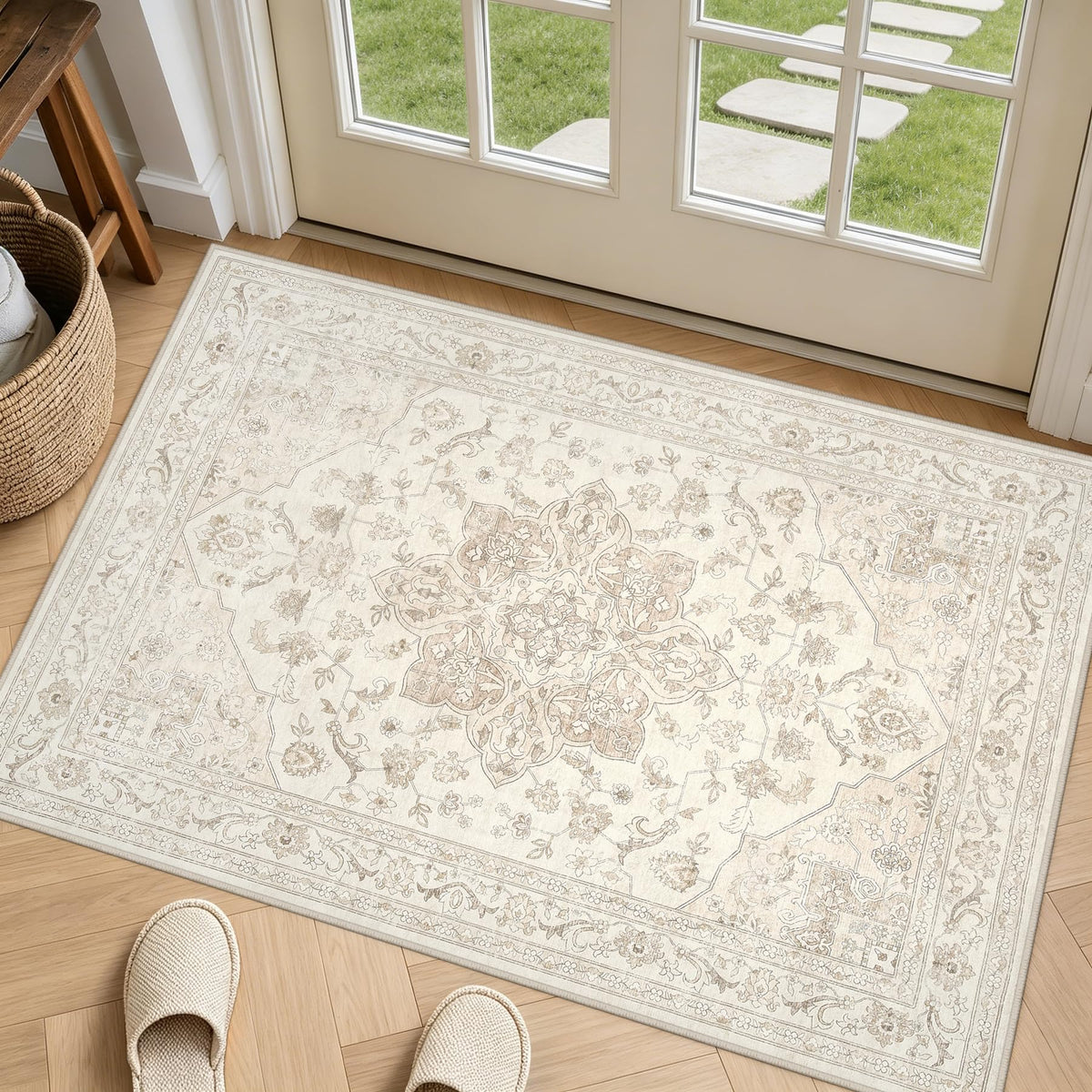 8x10 Area Rugs Living Room: Bedroom Neutral Washable Carpet Beige