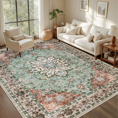 5x7 Area Rugs Living Room: Washable Vintage Rug for Bedroom Beige