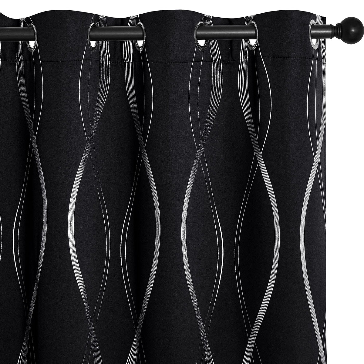 NICETOWN Grey Blackout Striped Pattern Curtains for Living Room, 52 x 84