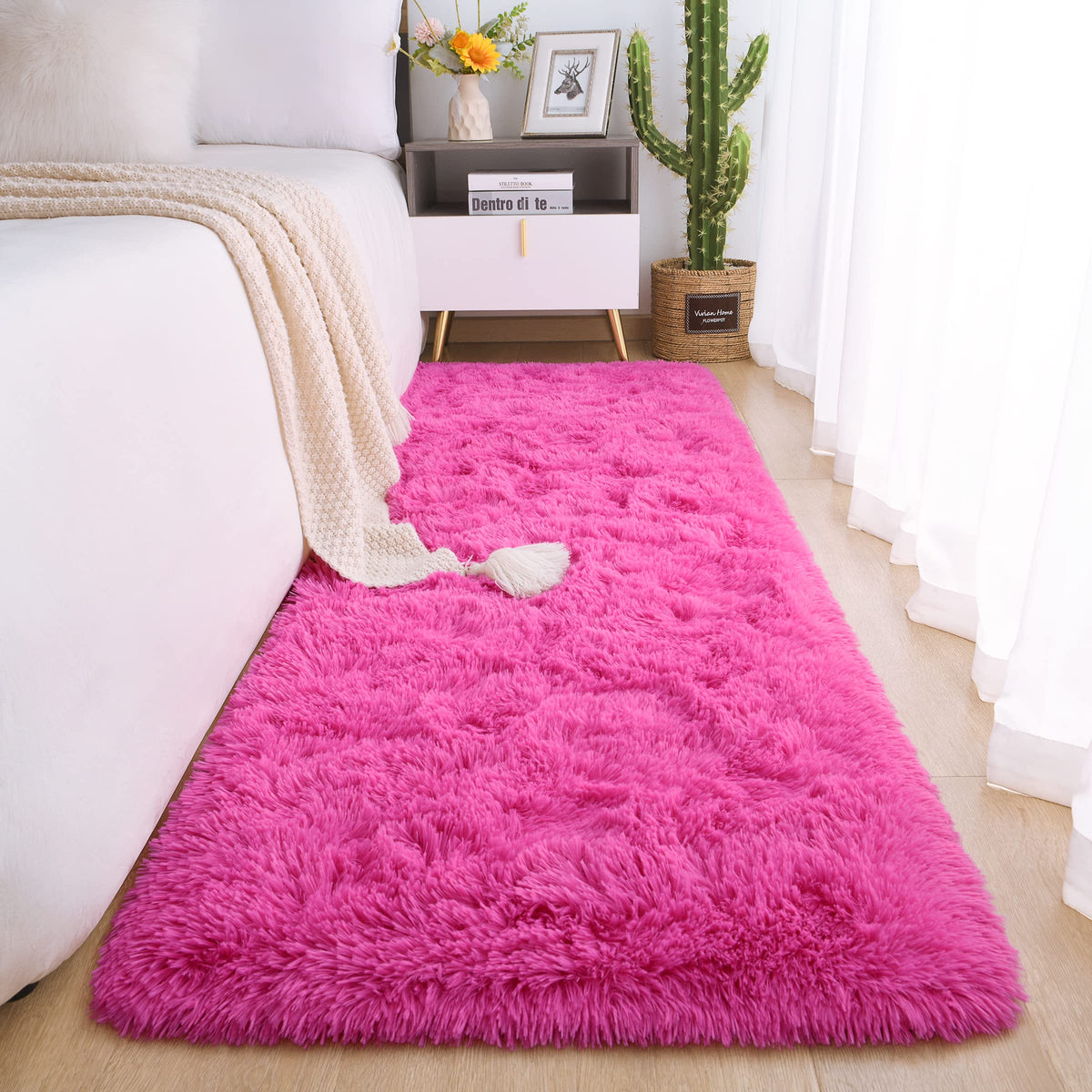 Chicrug Soft Runner Rug for Bedroom Living Room Plush Fluffy Rugs 2x6