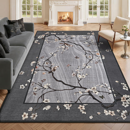 Foxmas 4x6 Purple Floral Area Rug