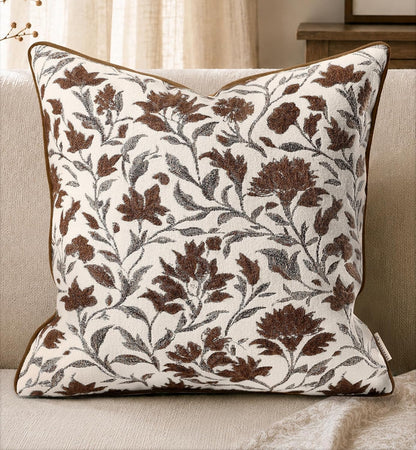 Chenille Throw Pillow Cover, 18x18 Inch, Fall Floral