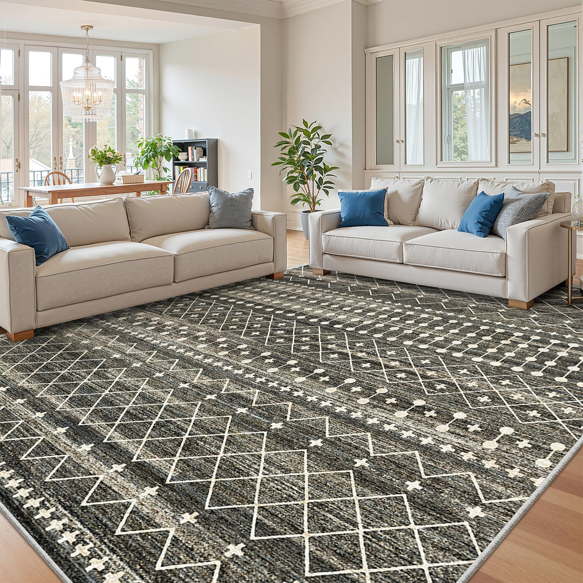 Miukiki 8x10 Area Rug for Living Room, Washable Soft Non Slip Rug Grey