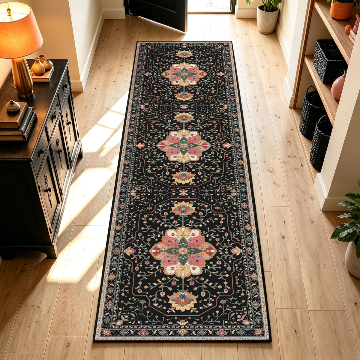 YARNSCAPE 5' x 7' Machine Washable Area Rug, Non-Slip Low-Pile Carpet