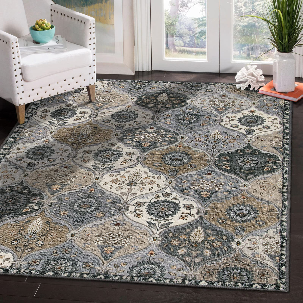 Lahome Moroccan Kitchen Rugs Non Slip Washable, 2x4 Rugs for Entryway
