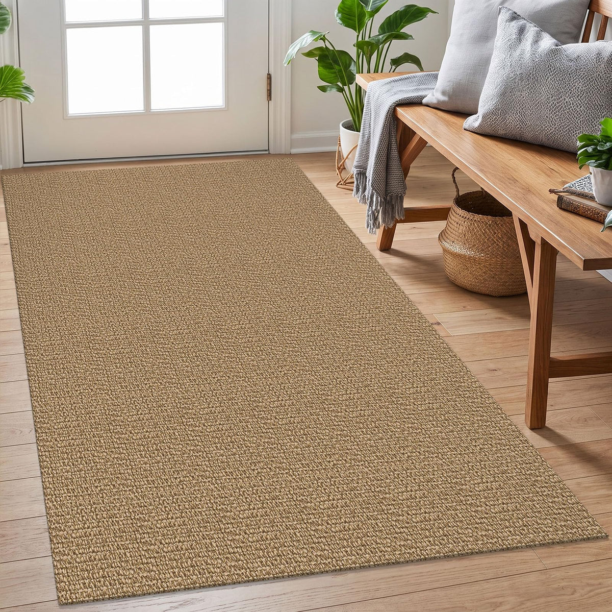 EARTHALL Washable Area Rug, Non Slip Entryway Rug, 4x6 Ft, Sand/Beige