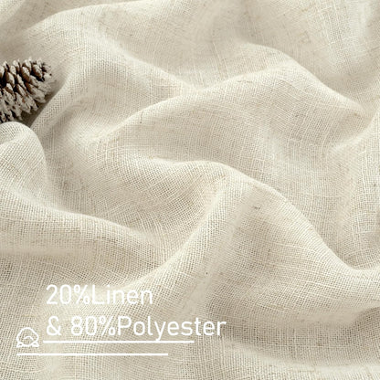 LAMIT Cream Ivory Linen Semi Sheer Curtains 84 inch Length for Bedroom
