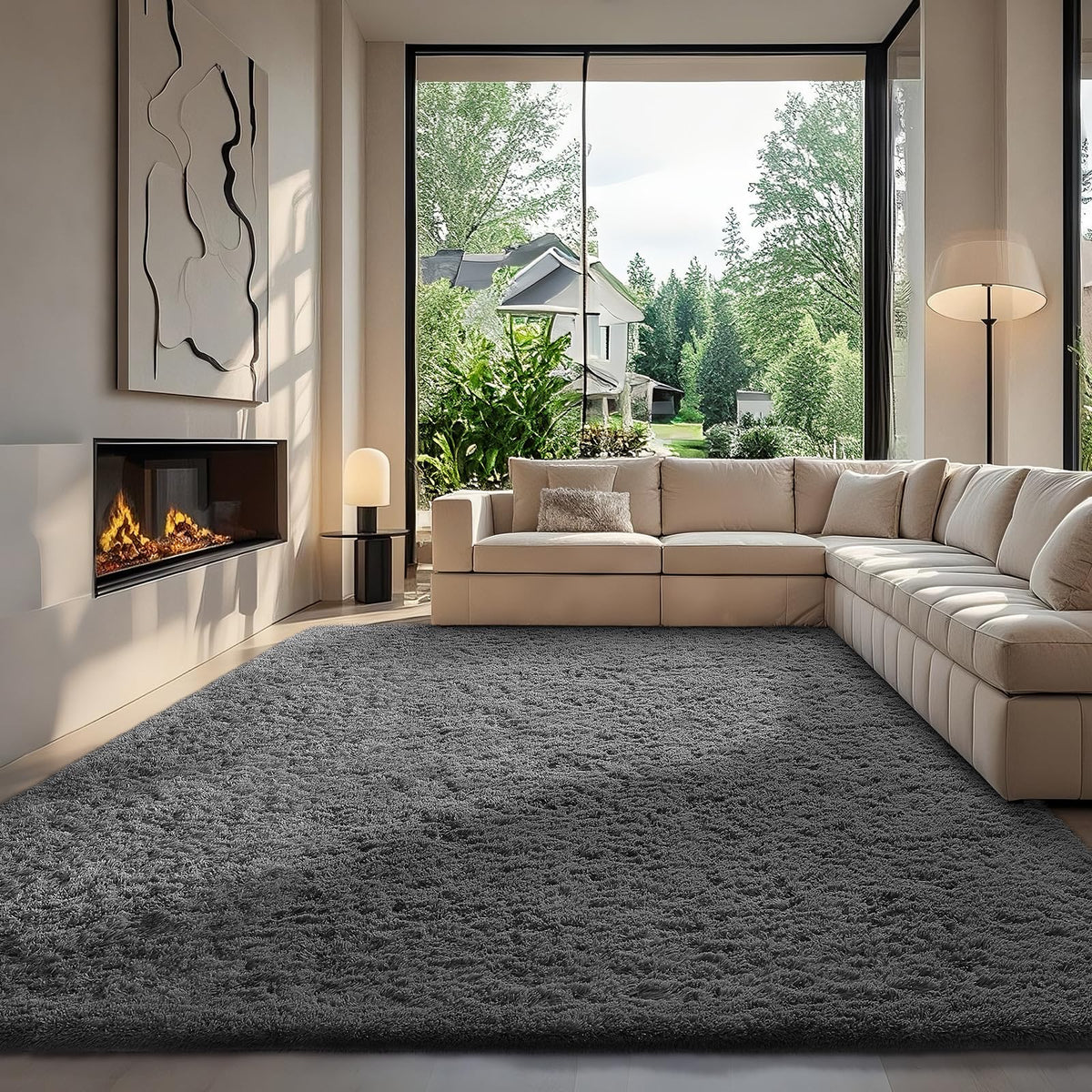 Ophanie Small Rug Upgrade Non Slip Throw Bedside Area Rugs, Fluffy Soft Grey Mini Bedroom Carpet, Affordable Door Entryway Indoor Inside Front Entrance Dog 2x3 Mat, Home Decor Aesthetic, Nursery