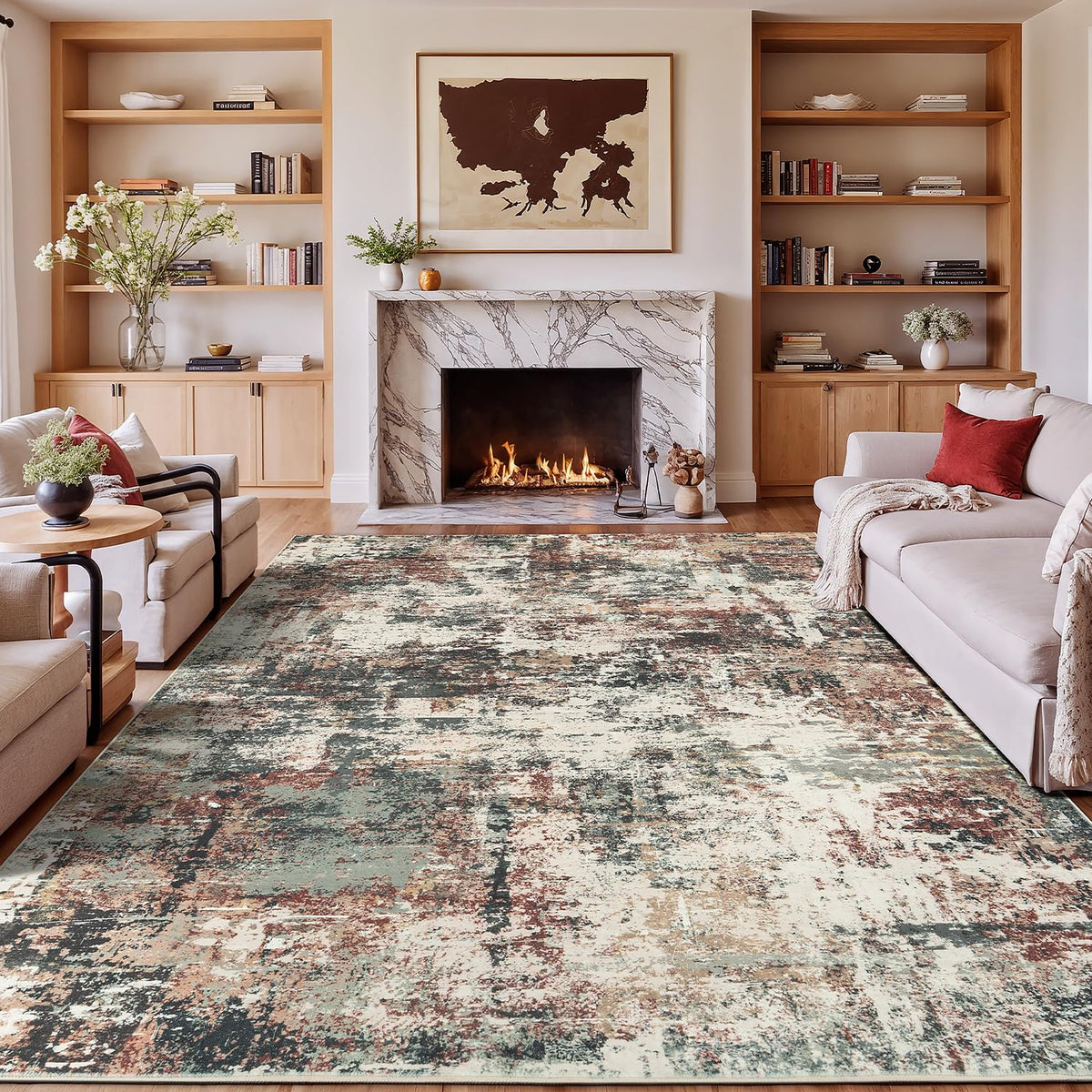 Rugflix 8x10 Area Rug for Living Room, Washable Navy Blue Dark Black Carpet
