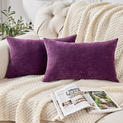 GAWAMAY Decorative Square Throw Pillow Covers 18"x18" Inch Set of 2, Super Soft Chenille Pillows Farmhouse Fall Pillowcase for Living Room Bedroom Sofa Couch Cushion Cover Burnt Orange 45x45cm