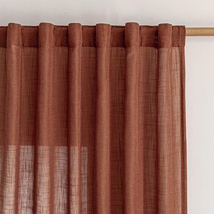 MYSKY HOME Linen Curtains for Living Room, Natural Semi Sheer Curtains & Drapes 84 inches Length 2 Panels Set Farmhouse Country Boho Style Back Tab Draperies for Sliding Glass Door, 50" Wide, Linen