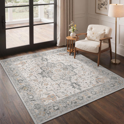 GENIMO 8x10 Washable Area Rugs for Living Room, Non Slip, Taupe Brown