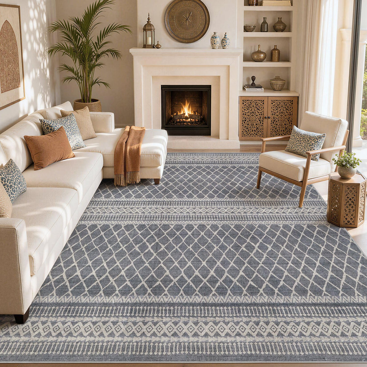 cotiled Boho 5x7 Area Rugs for Living Room: Soft Moroccan Washable Rug