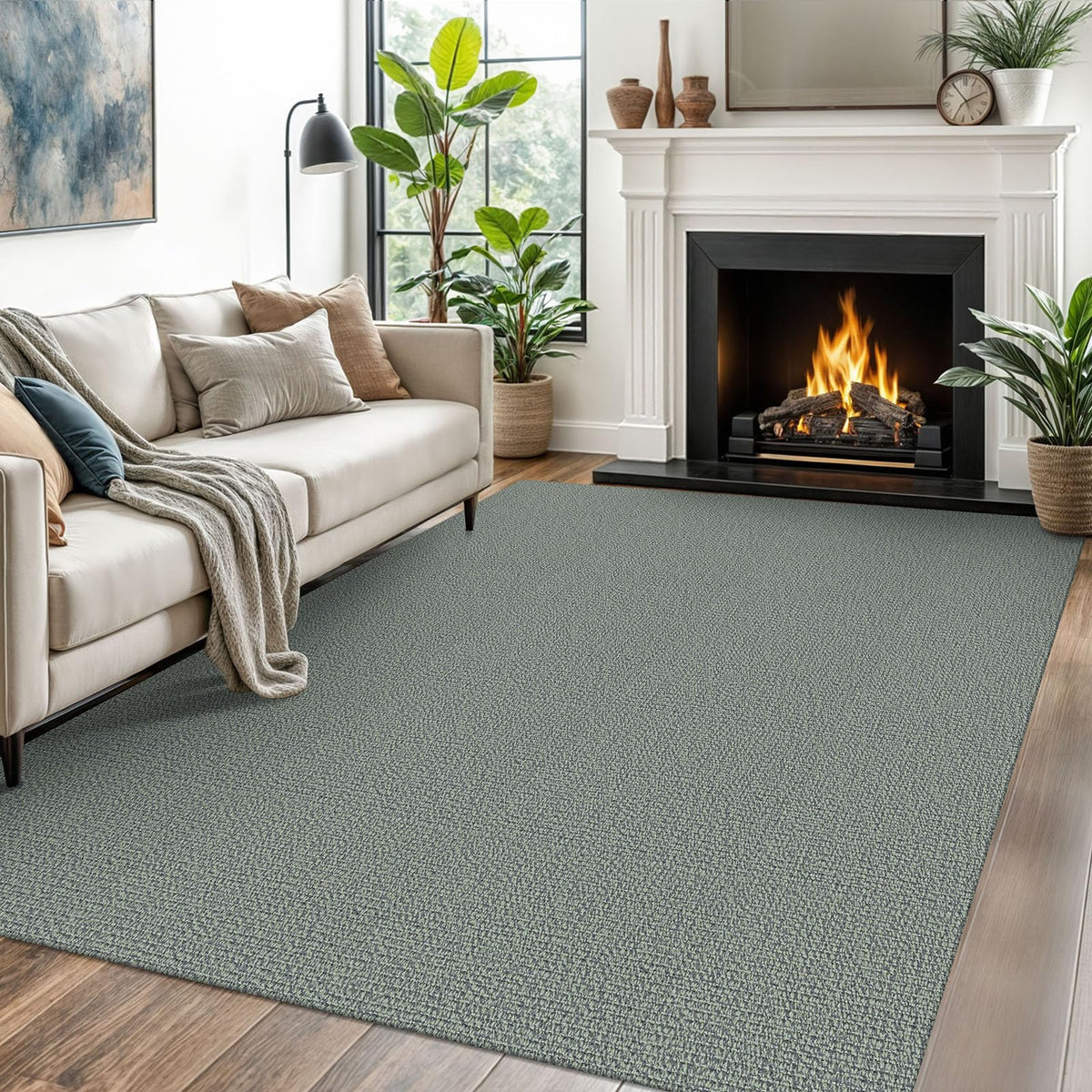 EARTHALL Washable Area Rug, Non Slip Entryway Rug, 4x6 Ft, Sand/Beige