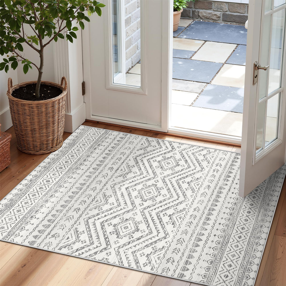Miukiki 8x10 Area Rug for Living Room, Washable Soft Non Slip Rug Grey