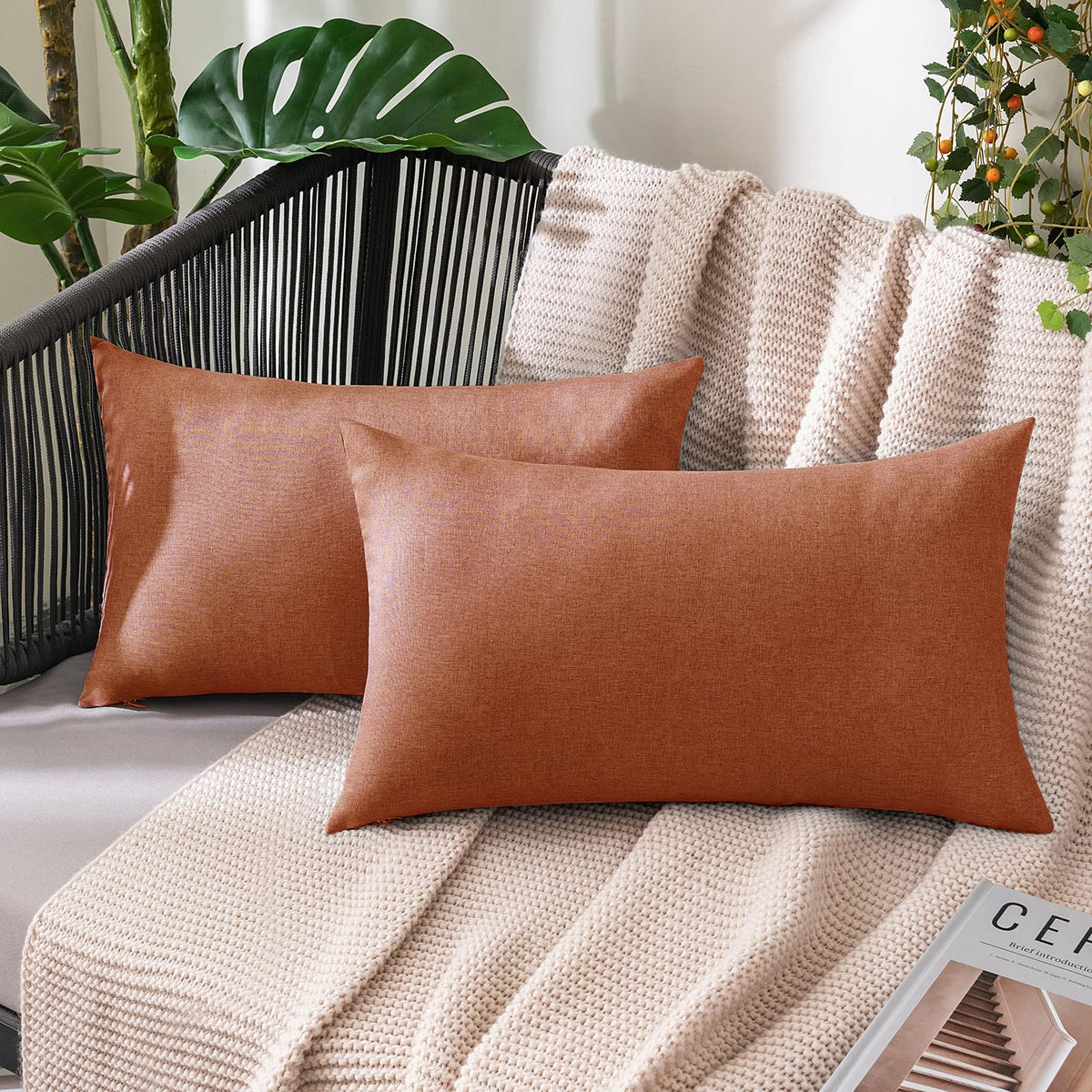MIULEE Decorative Outdoor Pillow Covers Fall 18x18 Rust