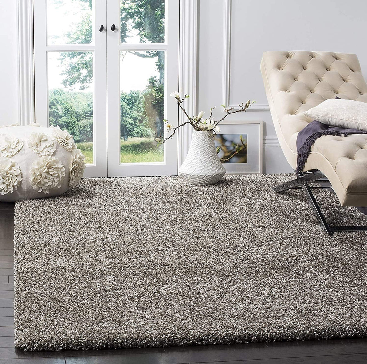 SAFAVIEH Milan Shag Collection 8'6" x 12' Ivory SG180 Solid Non-Shedding Living Room Bedroom Dining Room Entryway Plush 2-inch Thick Area Rug