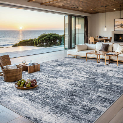 PLHXFR 8x10 Area Rug Living Room: Modern Abstract Washable Carpet Grey