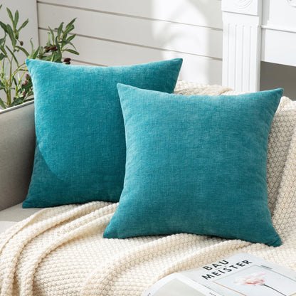 GAWAMAY Lumbar Support Pillow Decorative Rectangle Throw Pillow Covers 12"x20" Inch Set of 2, Soft Chenille Fall Pillowcase for Living Room Bedroom Sofa Couch Cushion Cover Grey 30x50cm (No Insert)