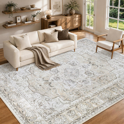 8x10 Area Rugs for Living Room Washable Non-Slip Rug Beige