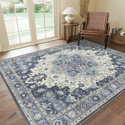GENIMO 8x10 Washable Area Rugs for Living Room, Non Slip, Taupe Brown